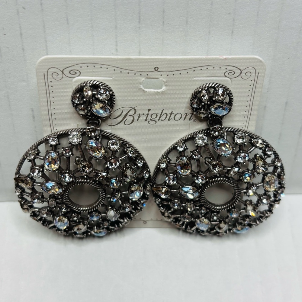 New BRIGHTON DESIGNS One Silver Love Statement Post Drop Earrings - Picture 3 of 4